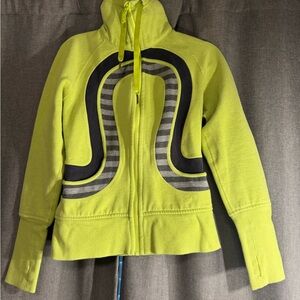 Lululemon Athletica Neon Green Hoodie with Black and Gray Details